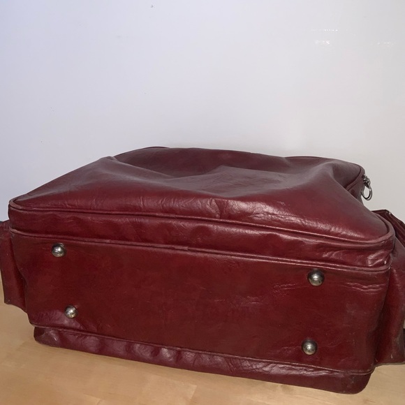 vintage samsonite burgundy faux leather duffel bag 70s 80s - Picture 6 of 7